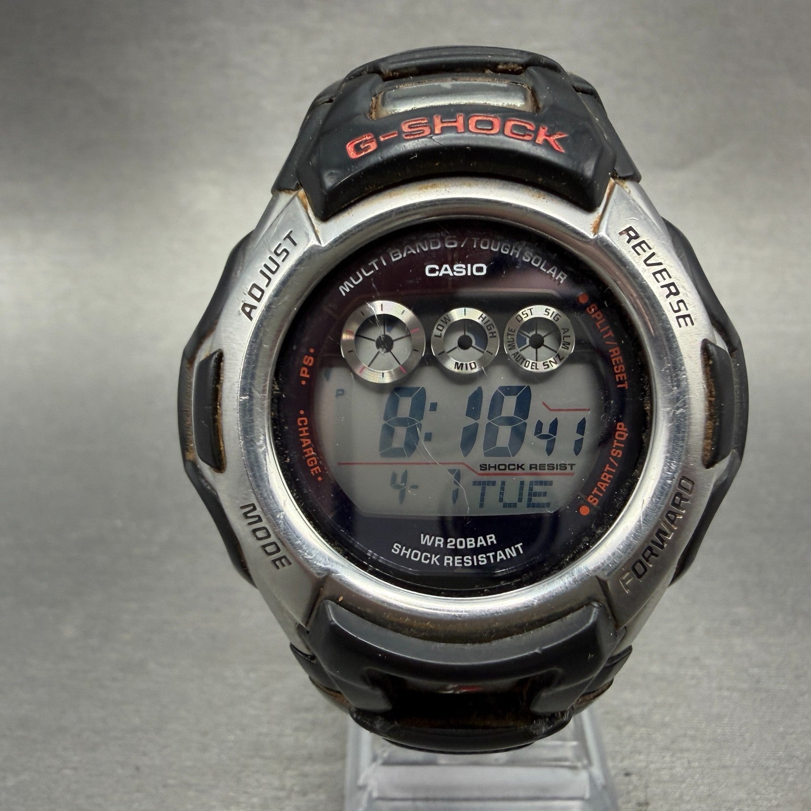 Casio G-Shock GW-500A Watch Men 47mm Digital Black Tone Alarm Chrono Solar READ!0