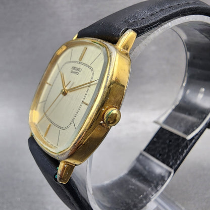 Seiko Watch Men 30mm Champagne Dial Gold Tone Rectangle 86215009 New Battery3