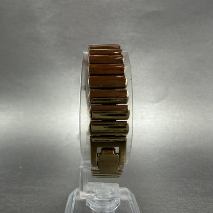 Seiko Half Moon Watch Women 19mm White Dial Gold Tone Asymmetrical New Battery7