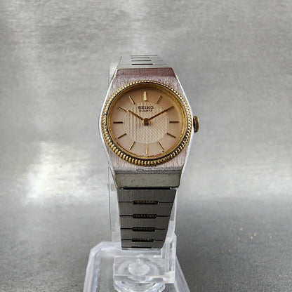 Seiko Watch Women 20mm Silver Dial Two Tone Round 54200059 New Battery5