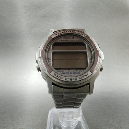 Casio DW3600 Telememo 30 Watch Men 41mm Digital Steel Round VTG PARTS6