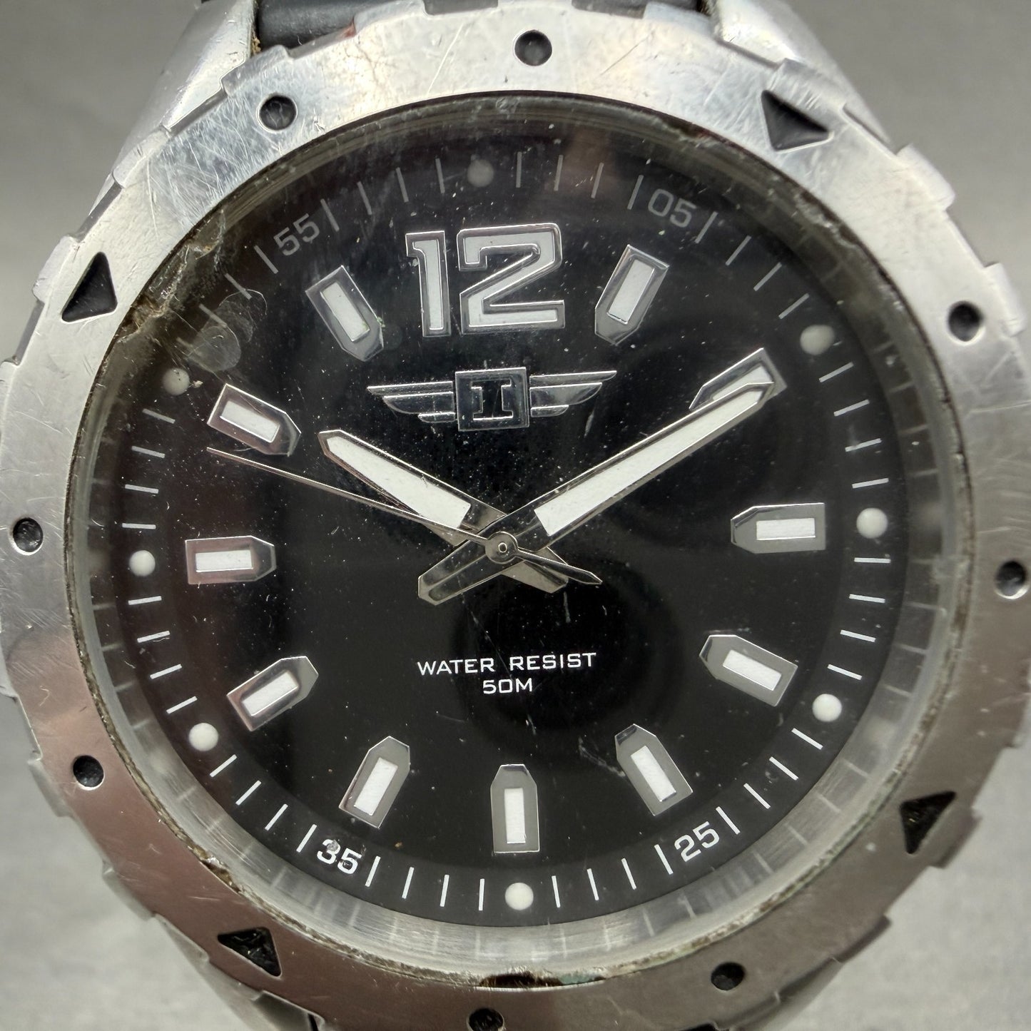Invicta Watch Men 45mm Black Dial Silver Tone Round IBI20027-001 New Battery1