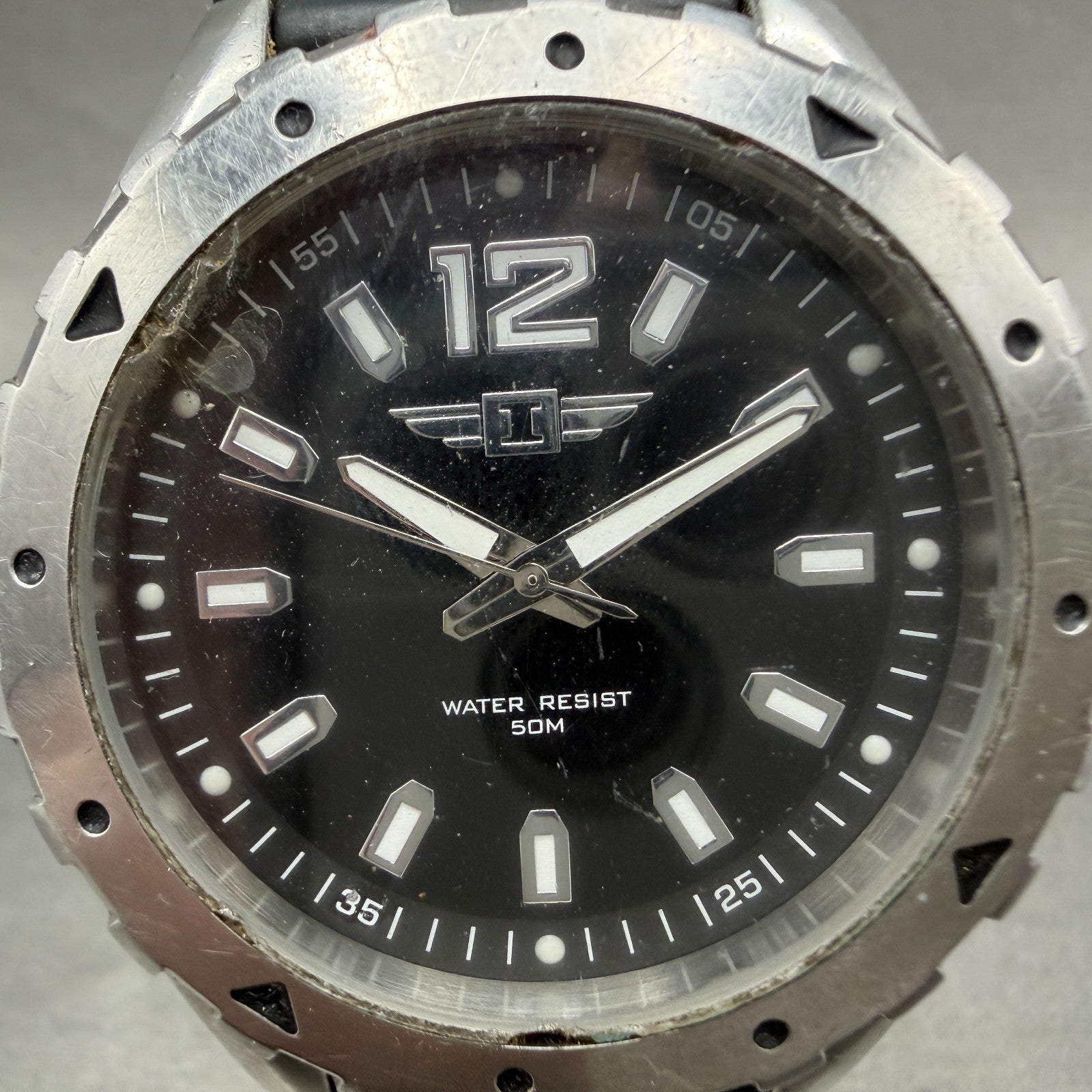 Invicta Watch Men 45mm Black Dial Silver Tone Round IBI20027-001 New Battery1