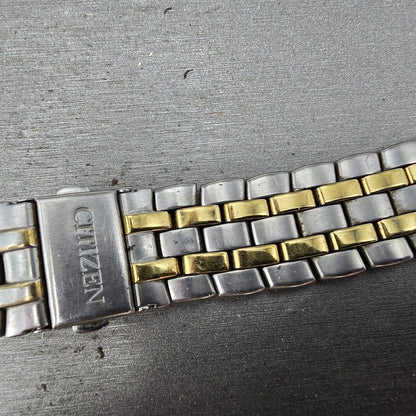 Citizen Bracelet 20mm Stainless Steel Two Tone Tri Folding Clasp VTG READ!!!!!!!2