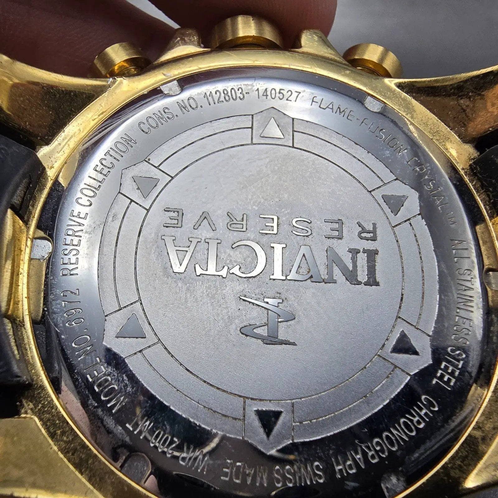 Invicta Reserve Chronograph Dive Watch Men 52mm Red Dial Gold Tone 6972 New Batt6