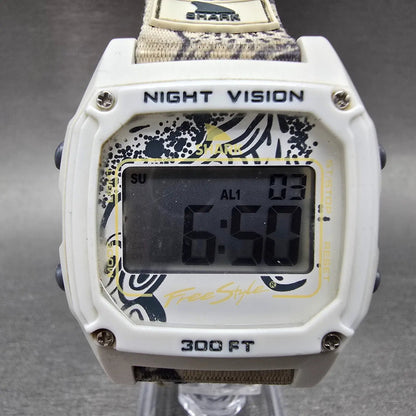 Freestyle Shark Watch Men 38mm White Blue Octopus Alarm Chrono Daydate New Batt0