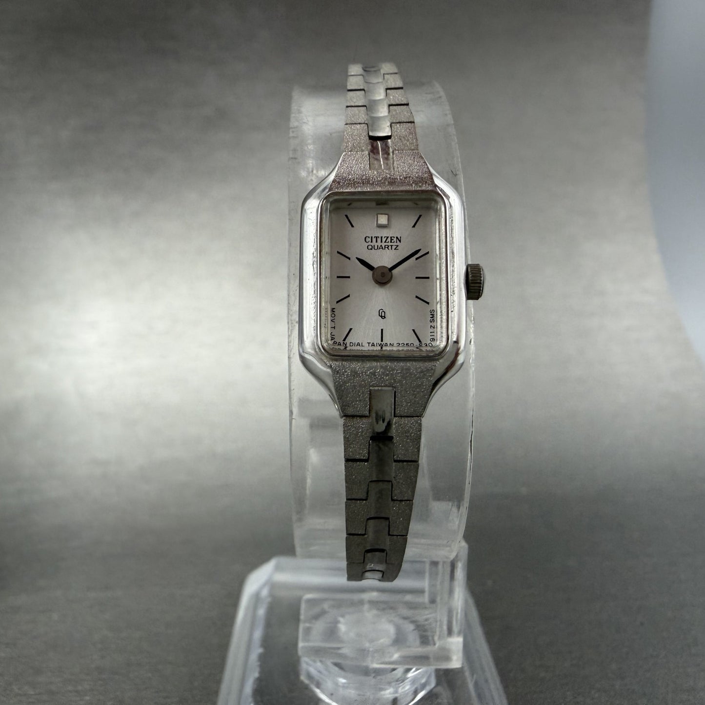 Citizen CQ Watch Women 13mm Silver Dial Silver Tone Rectangle New Battery NHJDS5