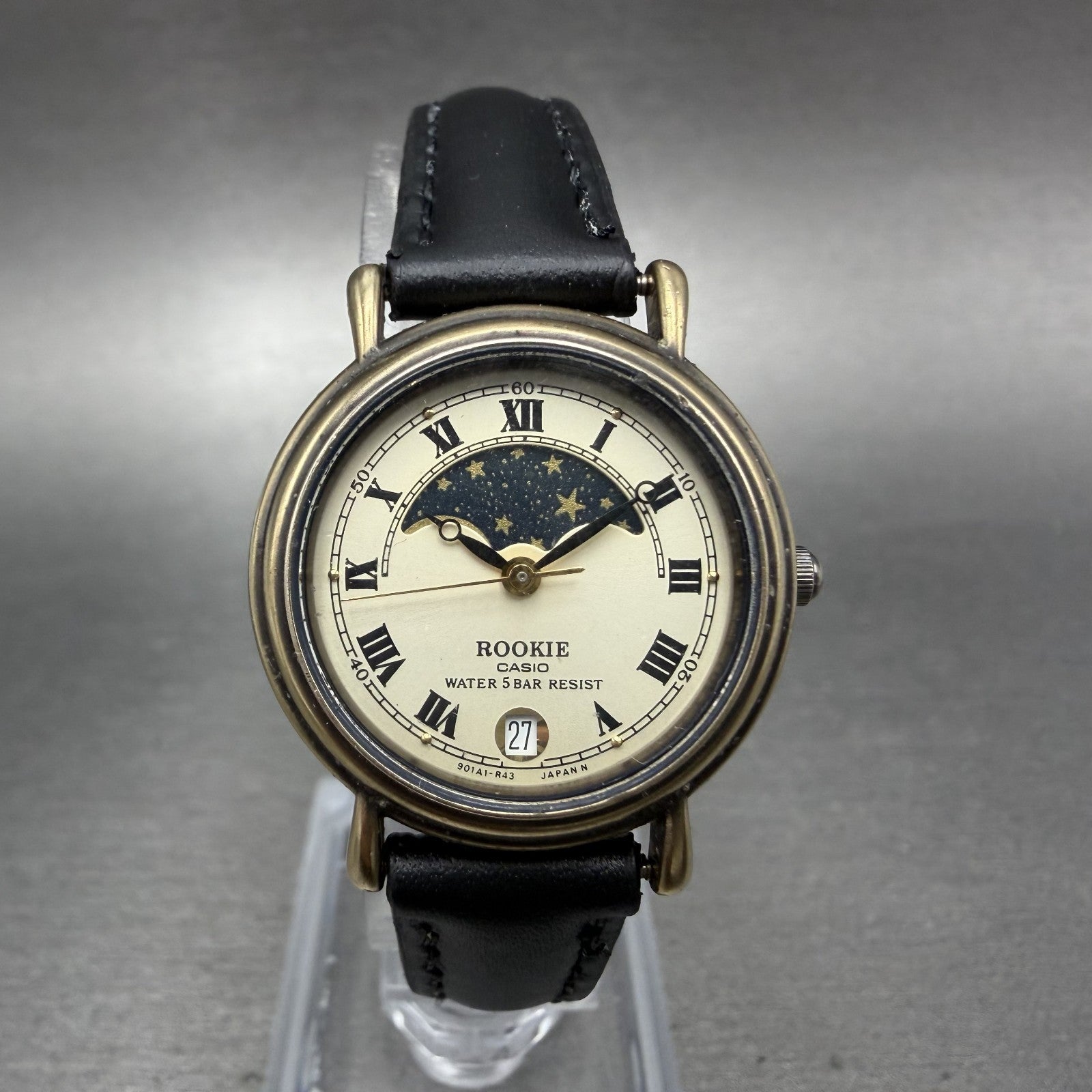 Casio Rookie Moonphase Watch Women 26mm Champagne Dial Bronze Tone RKT280 NewBat0