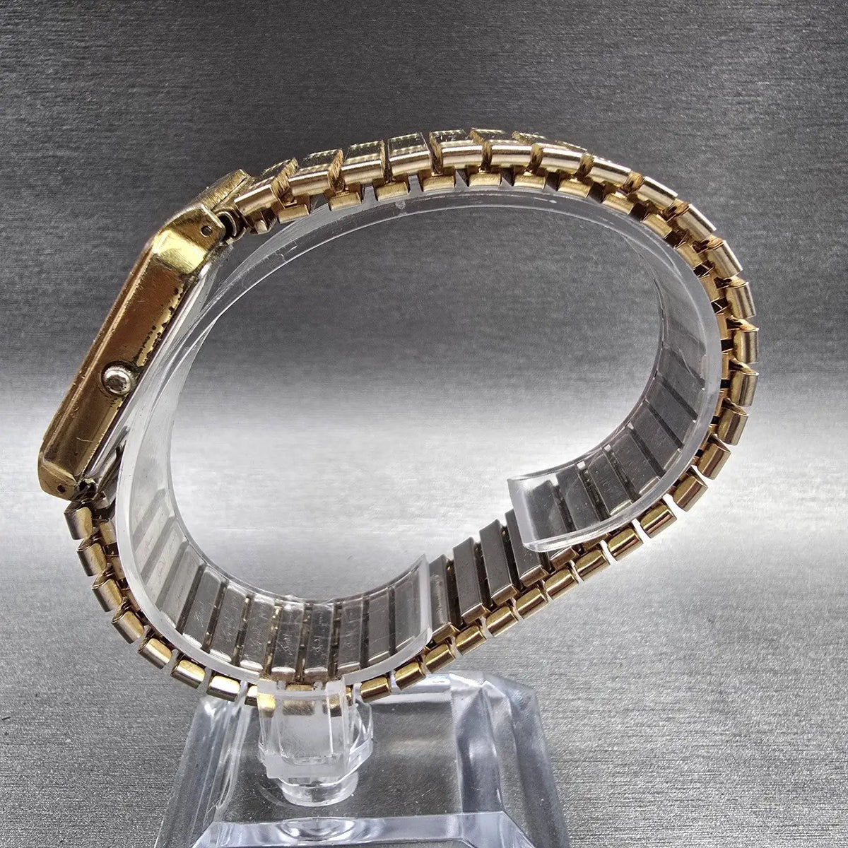 Seiko Tank Watch Men 25mm Gold Dial Gold Date Rectangle 5Y32-5129 New Battery6