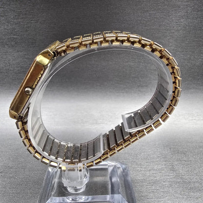 Seiko Tank Watch Men 25mm Gold Dial Gold Date Rectangle 5Y32-5129 New Battery6
