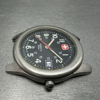 Wenger SAK Malarboro Watch Men 37mm Black Dial Gray Tone Date Round New Batt5