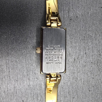 Citizen Watch Women 14mm White Dial Gold Rectangle 5421-S002869 New Battery10