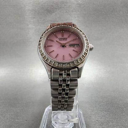 Citizen EcoDrive Watch Women 25mm Pink Dial Steel Daydate Round Runs5