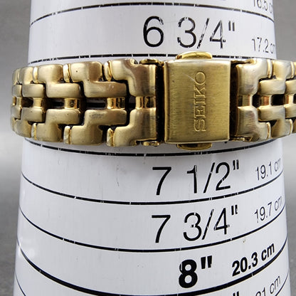 Seiko Watch Women 26mm Champagne Dial Gold Tone Date Round 7n820599 New Battery10