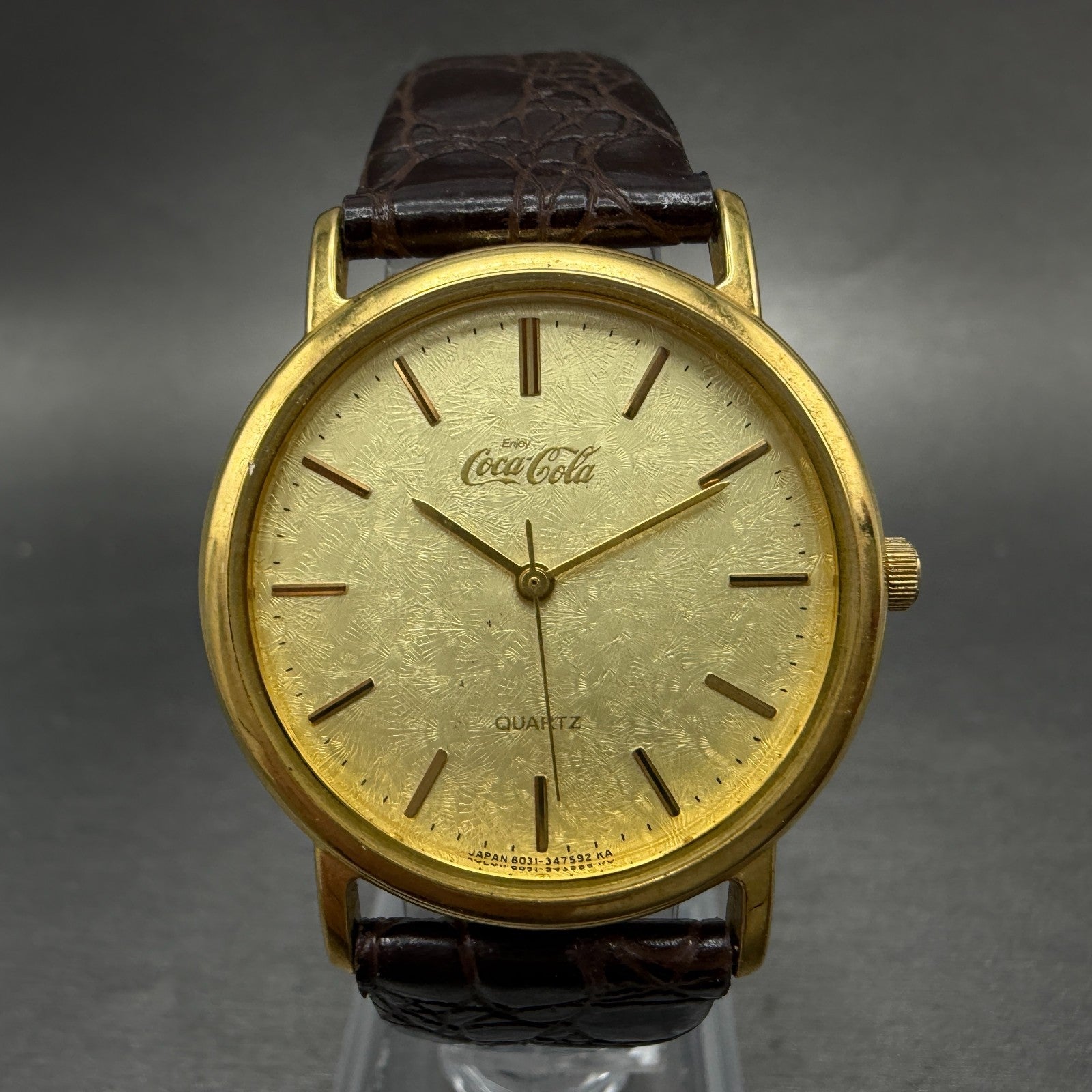 Citizen Coca Cola Watch Unisex 32mm Gold Dial Gold Tone Round New Battery0