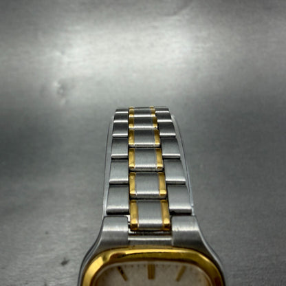 Seiko Tank Watch 22mm Women Champagne Dial Two Tone 4J41-5030 New Battery4