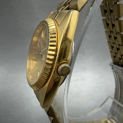 Seiko Watch Women 25mm Gold Dial Gold Tone Daydate Round 7N830041 New Battery2