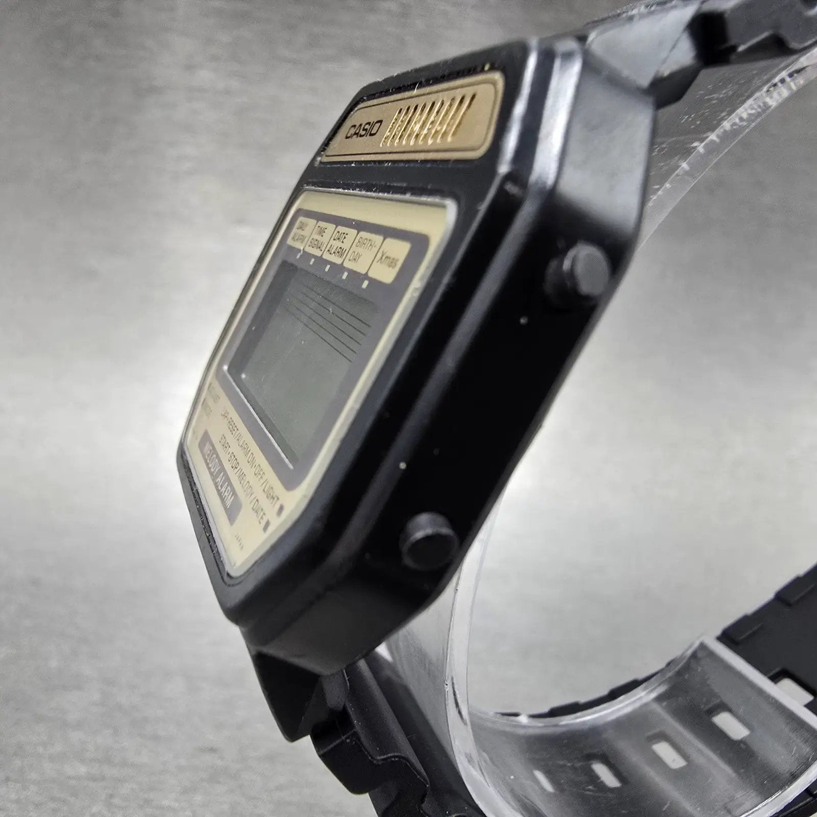 Casio Melody Alarm Watch Men 35mm Gold Dial Black Tone Octagon 82H108 New Batt2