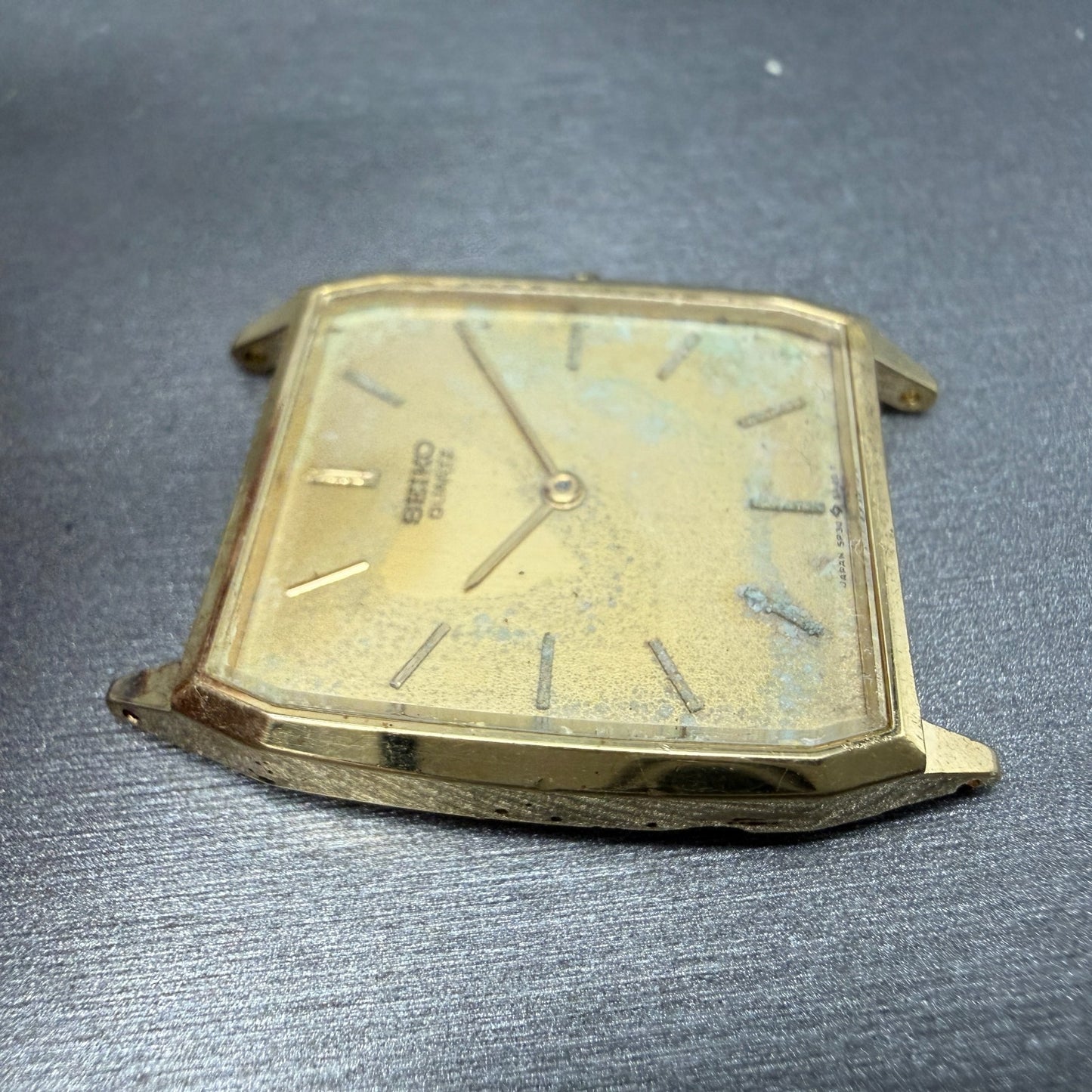 Seiko Watch Men 27mm Champagne Dial Gold Tone Rectangle 5P30-5A10 New Battery3