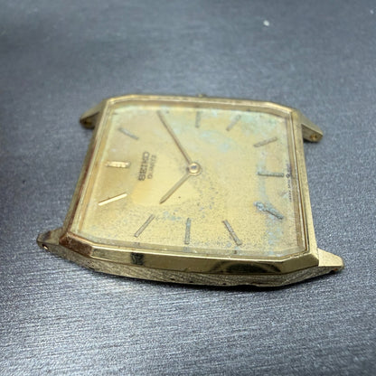 Seiko Watch Men 27mm Champagne Dial Gold Tone Rectangle 5P30-5A10 New Battery3