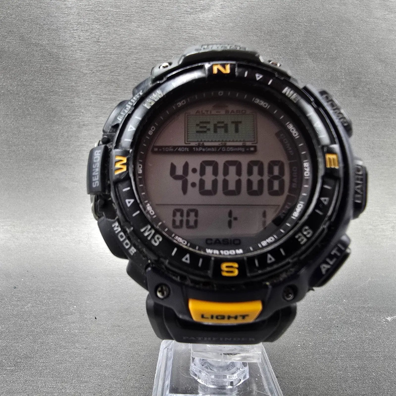 Casio Protrek Watch Men 54mm Blue Triple Sensor Daydate Digital PRG-40 New BattA5