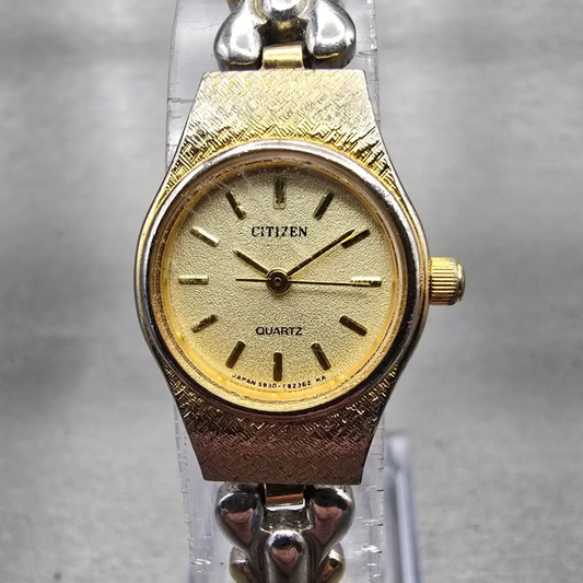 Citizen Watch Women 23mm Champagne Dial Gold Tone Oval 5930-F90427 New Battery0