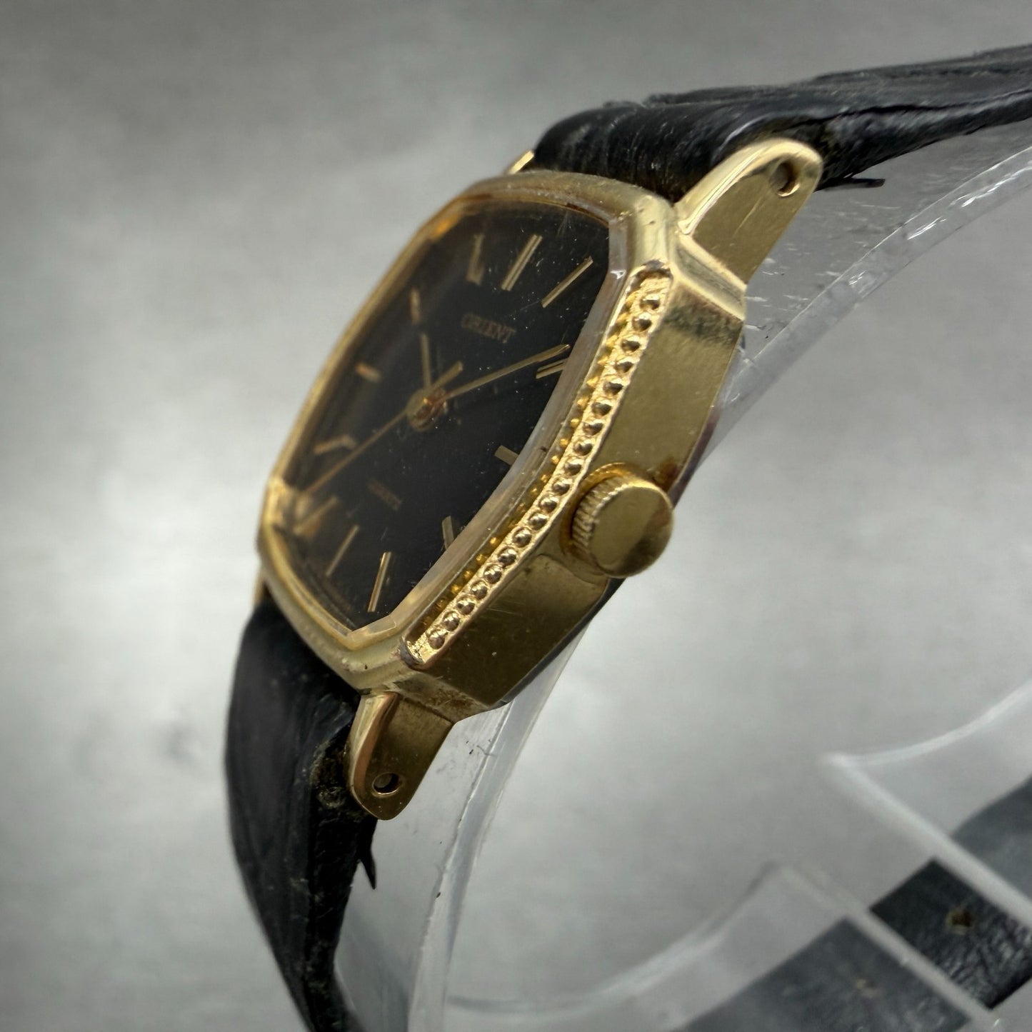 Orient Watch Women 21mm Black Dial Gold Tone Hexagon A05480-10 New Battery2