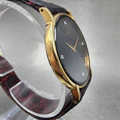 Seiko Lassale Watch Men 31mm Black Dial Gold Tone 77507009 New Battery READ!!!4