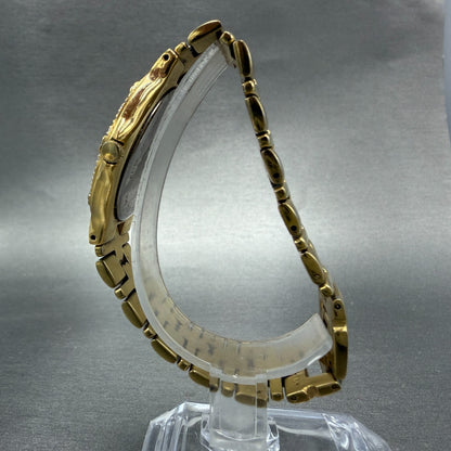 Bulova Watch Men 34mm White Dial Gold Tone Diamond Bezel Round 98E05 New Battery6