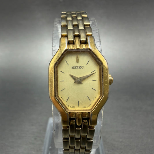 Seiko Watch Women 16mm Champagne Dial Gold Tone Octagon 1N00-0GT0 New Battery0