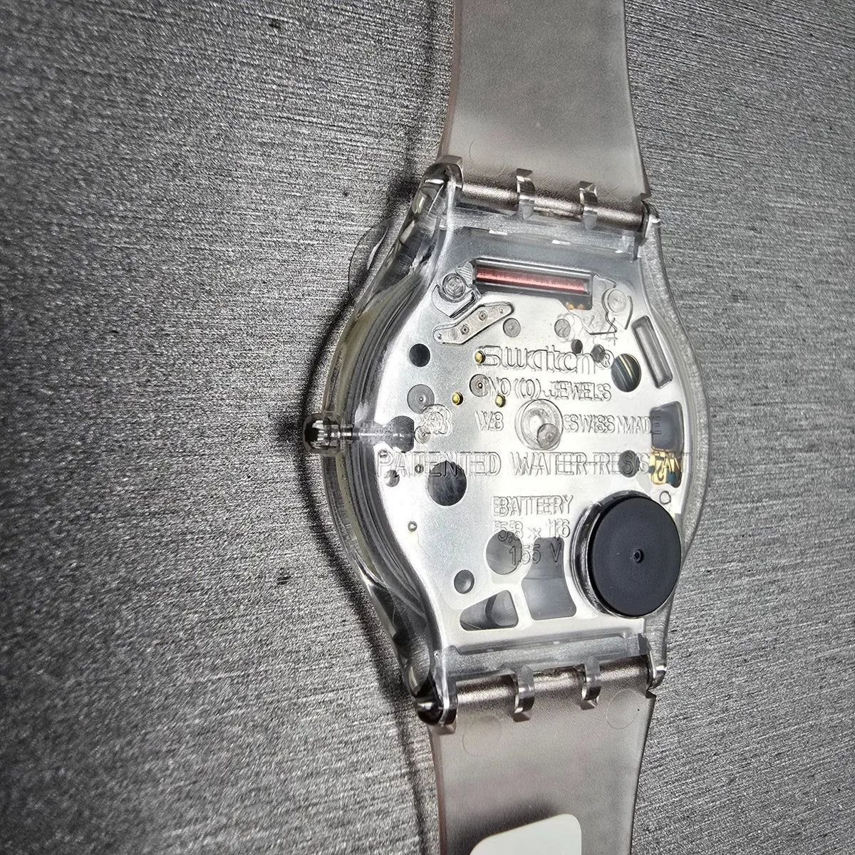 Swatch Jelly Skin Watch Men 34mm Skeleton Dial Clear Case SFK100 New Battery NOS12