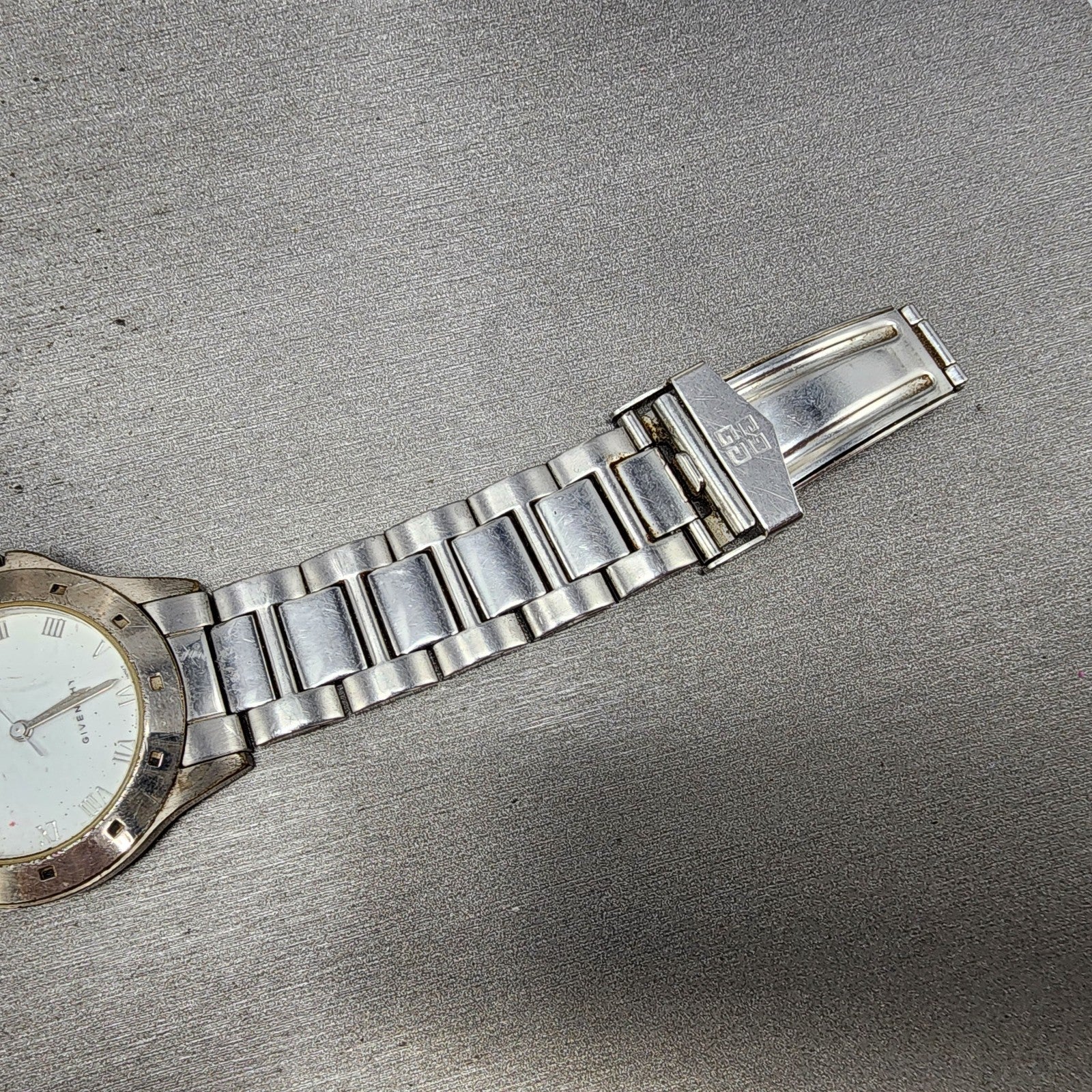 Givenchy Watch Men 35mm White Dial Silver Tone Round  Broken Bracelet PARTS8