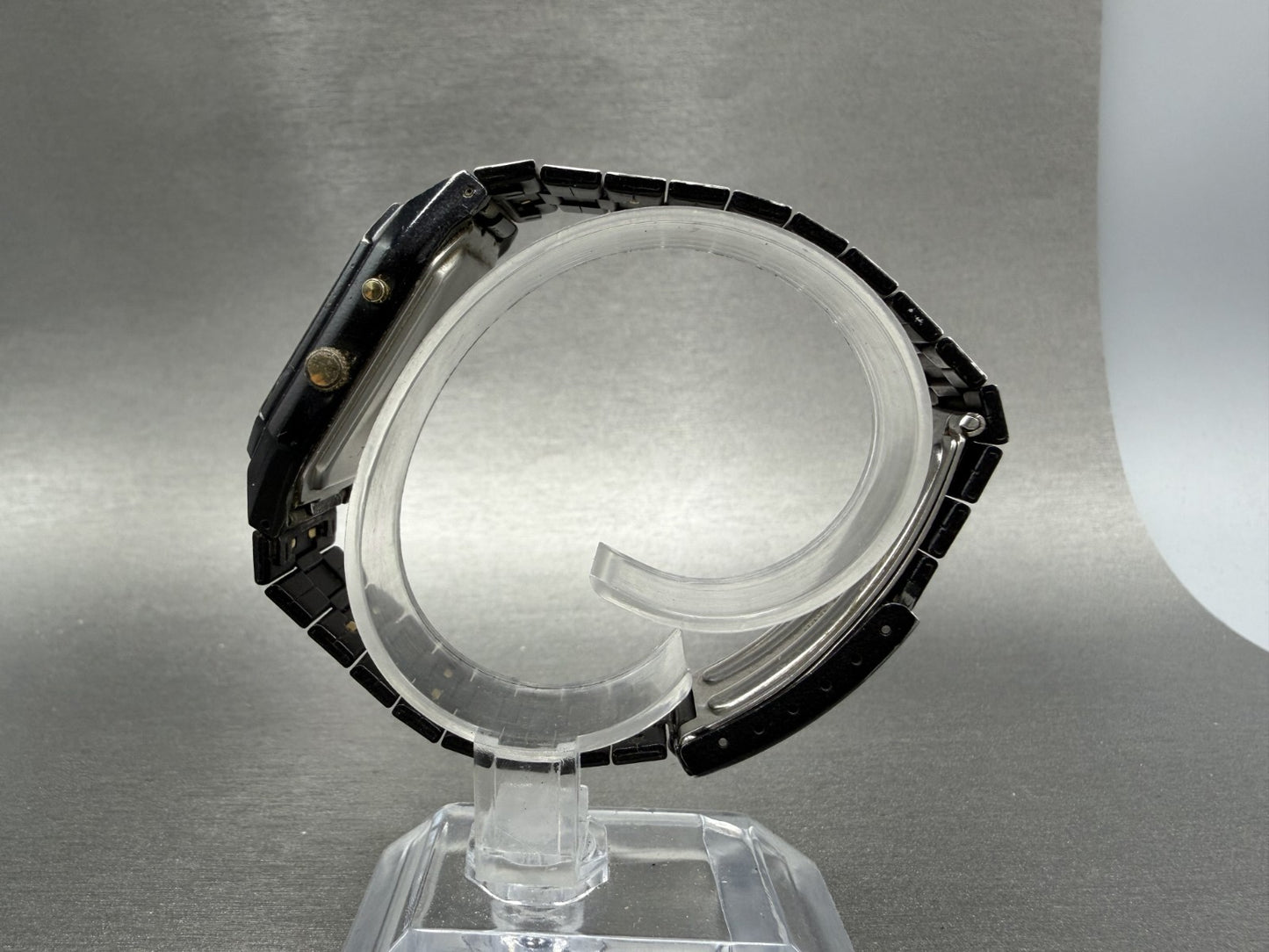 Pulsar Analog Digital Watch Men 30mm Black Dial Black Gold Chrono READ!!! V0316