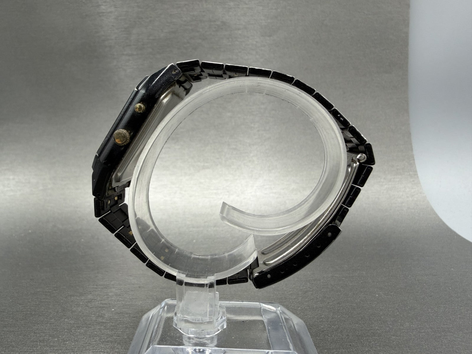 Pulsar Analog Digital Watch Men 30mm Black Dial Black Gold Chrono READ!!! V0316