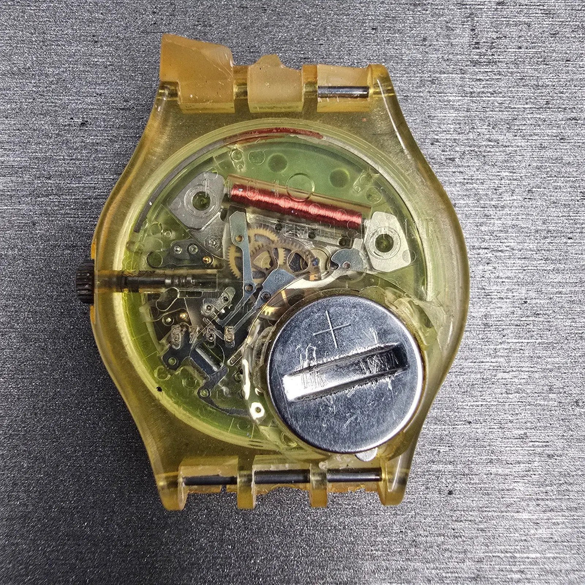 Swatch Bermudas Watch Men 34mm Green Dial Clear Case Round GK133 New Battery6