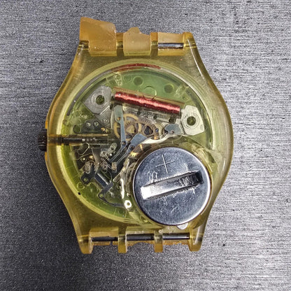 Swatch Bermudas Watch Men 34mm Green Dial Clear Case Round GK133 New Battery6
