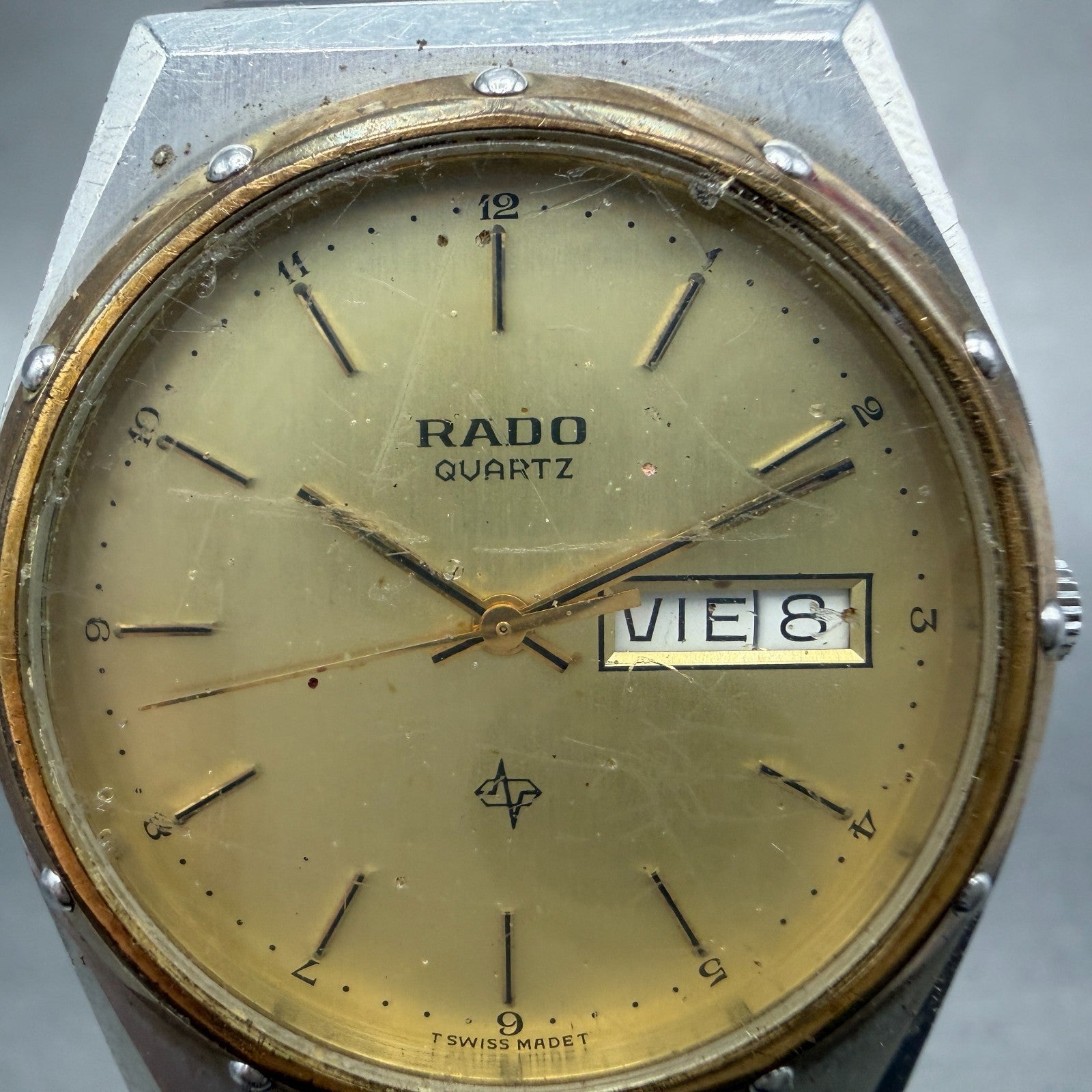 Rado Watch Men 33mm Champagne Dial Two Tone Daydate Round 114.3241.2 New Battery1