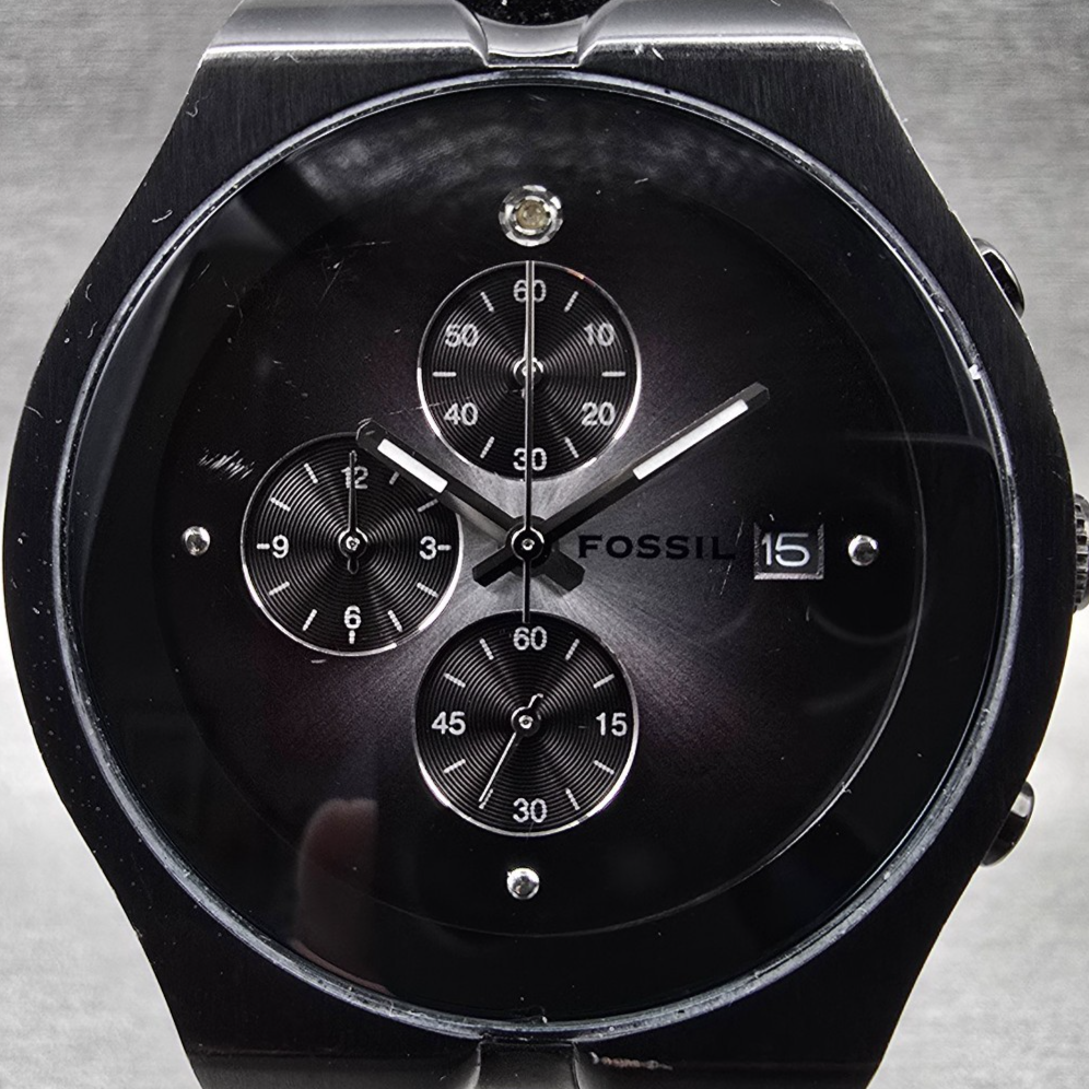 Fossil Arkitekt Chronograph Watch Men 41mm Black Dial Black Date FS-4157 New Bat1