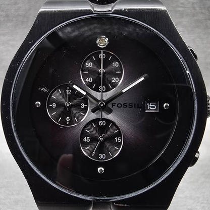 Fossil Arkitekt Chronograph Watch Men 41mm Black Dial Black Date FS-4157 New Bat1