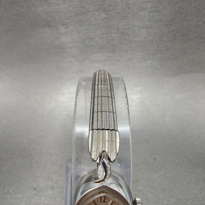 Hamilton Watch Women 14mm White Dial 10K White Gold Plated Manual Wind Runs ABC13