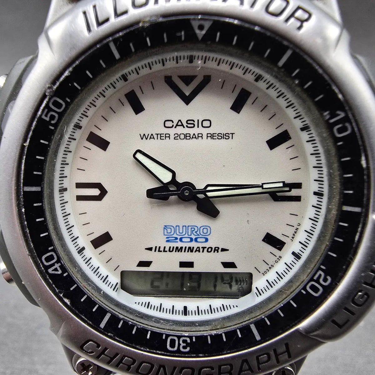 Casio Duro 200 Watch Men 43mm Gray Silver Analog Digital DRO-207 New Battery JDM1