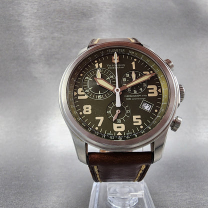 Victorinox Swiss Army Infantry Chronograph Watch Men 43mm Green Dial READ!!!!!!!5