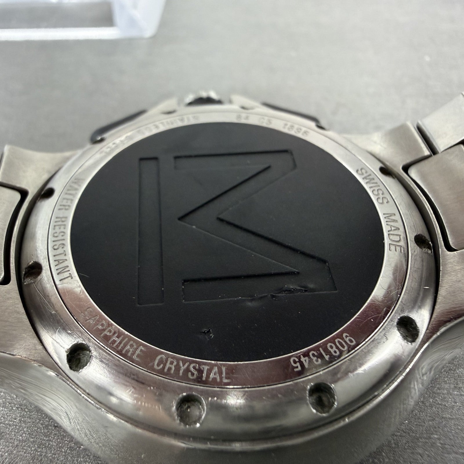 Movado Series 800 chronograph Watch Men 46mm Black Dial Steel Date READ!!!! Runs9