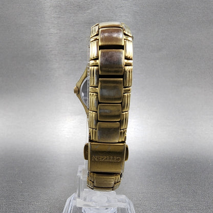 Citizen EcoDrive Watch Women 26mm White Dial Gold Tone Date Round Runs7