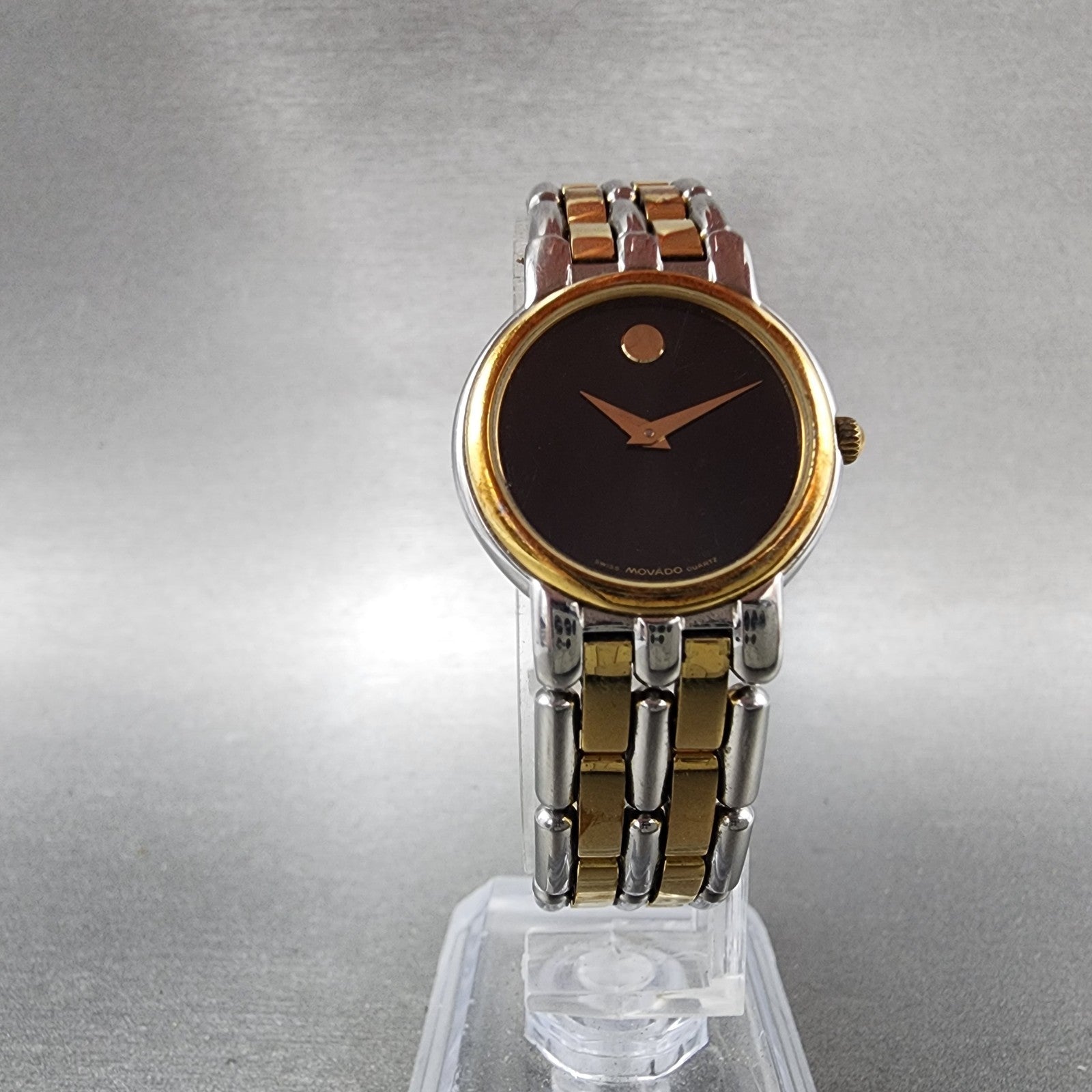 Movado Museum Watch Women 24mm Black Dial Two Tone Round 81.25.825 New Battery5
