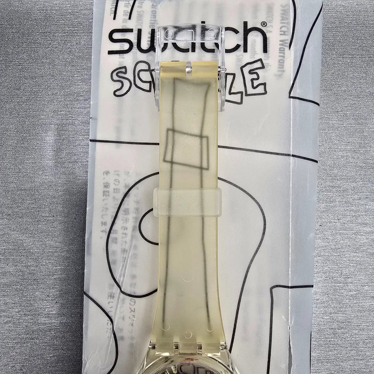 Swatch Scribble Watch Men 34mm Skeleton Dial Clear Case GZ124 New Battery NOS9