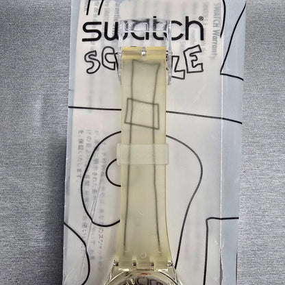 Swatch Scribble Watch Men 34mm Skeleton Dial Clear Case GZ124 New Battery NOS9