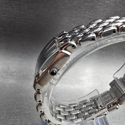 Seiko Tank Watch Women 16mm Black Dial Silver Rectangle 1F20-0AH0 New Battery2