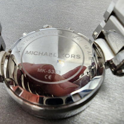 Michael kors Parker Chronograph Watch Women 39mm White Dial Steel Date New Batt9