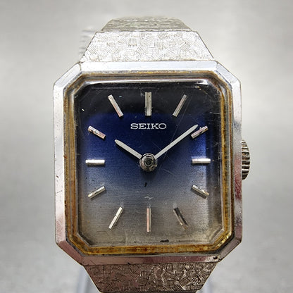 Seiko Tank Watch Women 18mm Blue Dial Silver Tone Manual 113999 Runs1
